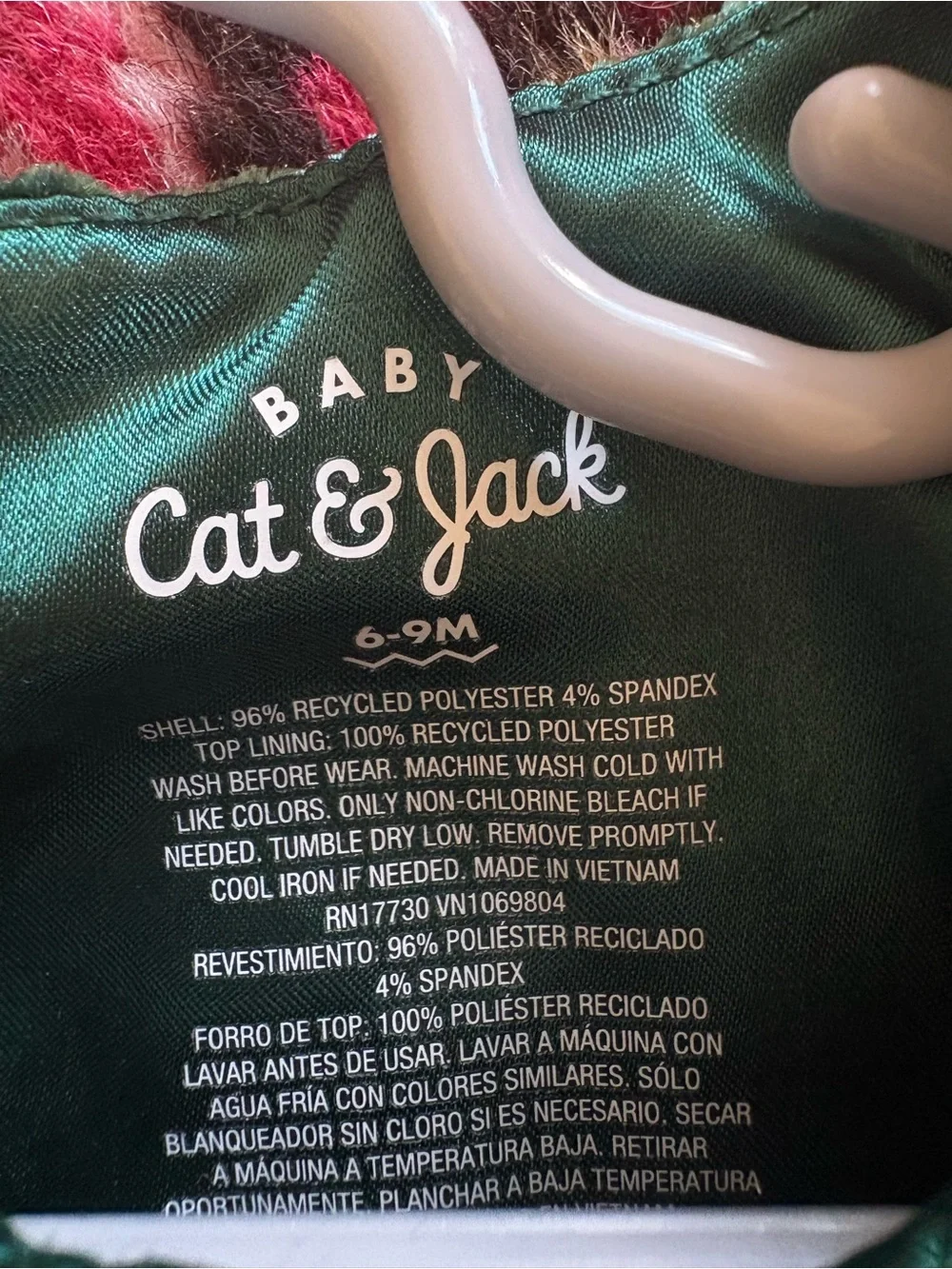Cat & Jack Emerald Green Velvet Baby Footie